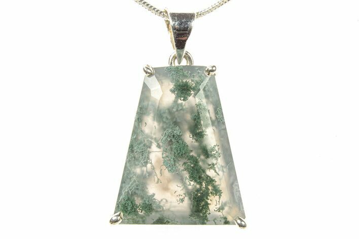 Polished Colorful Moss Agate Pendant - Sterling Silver #279619
